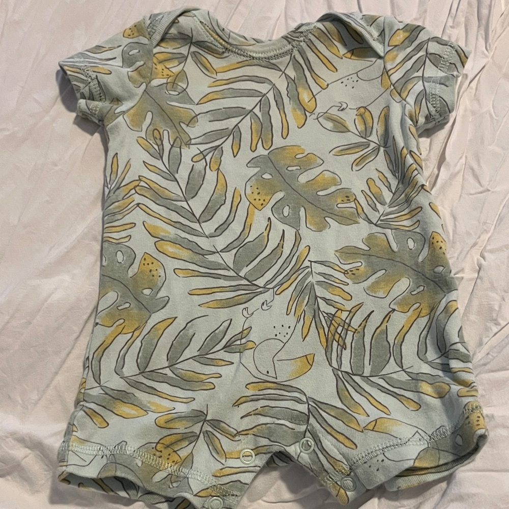 Carter's Green and Yellow Leaf Pattern Romper